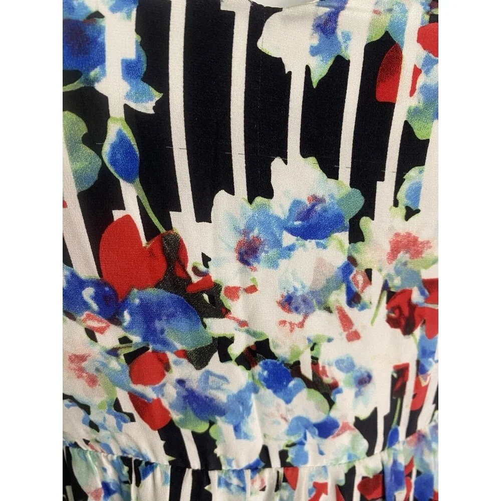 Parker Womens Silky Floral‎ Print Maxi Dress White Multi Size Extra Small EUC